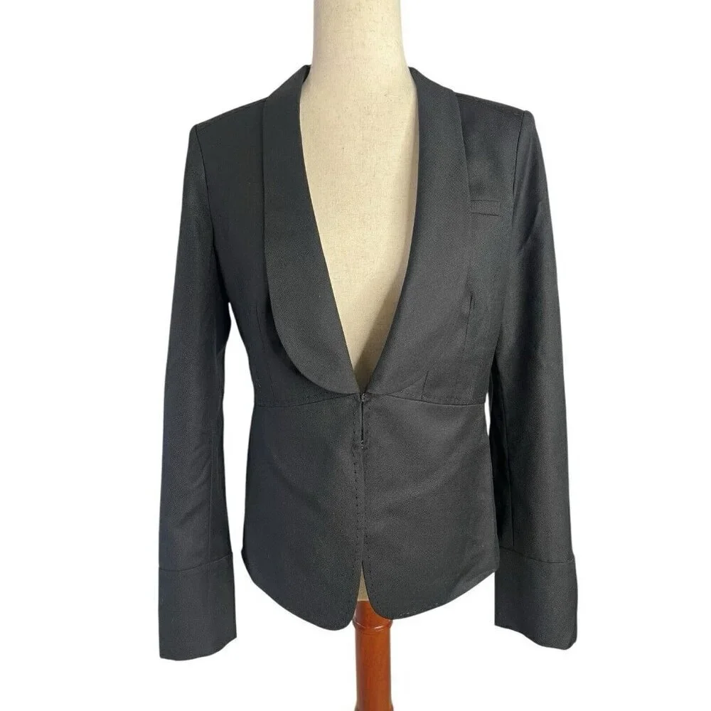 Tory Burch Black Wool Blend Blazer Small Sz 4 Office Siren Designer Chic